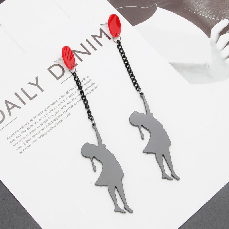 Banksy Gummy Bear Inspired Girl Red Balloon Earrings CHRISTI TASKER