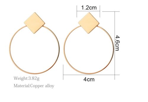 Geometrical Circle Hoops With Square Stud Earrings - Image 3