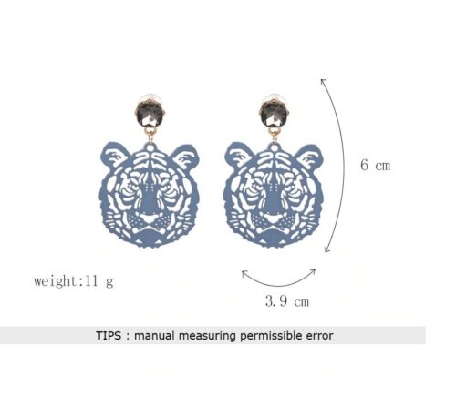 Acrylic Rhinestone Eye of the Tiger Earrings | Tiger Silhouette Earrings - Image 3