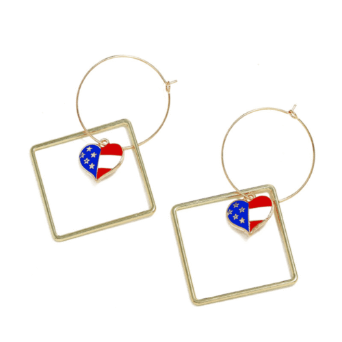 Heart Patriotic Earrings | American Flag Earrings - Image 3