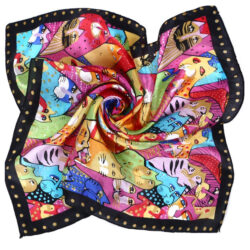 Fat Cat Colorful Neck Scarf or Face Covering 100% Silk