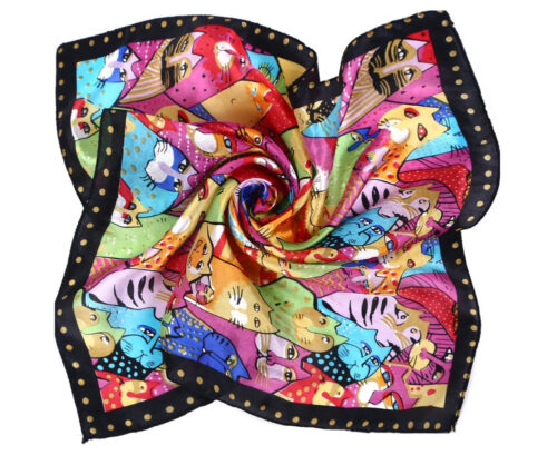 Fat Cat Colorful Neck Scarf or Face Covering 100% Silk
