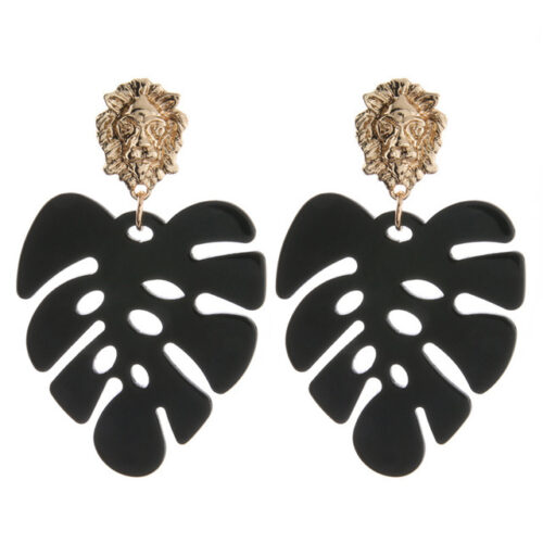 Miami Venetian Vibes Acrylic Palm Leaf Earrings - Image 4