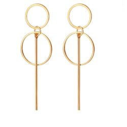 Chicago Circle Line Earrings | Art Deco Gold, Silver Earring