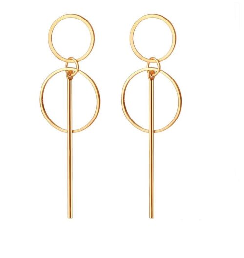 Chicago Circle Line Earrings | Art Deco Gold, Silver Earring