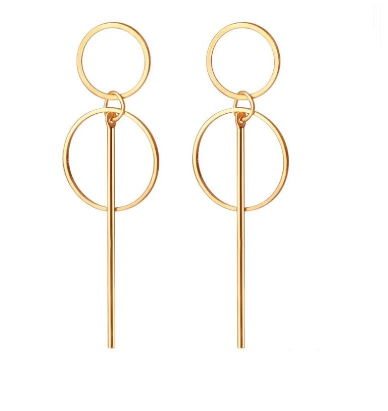 Chicago Circle Line Earrings | Art Deco Gold, Silver Earring