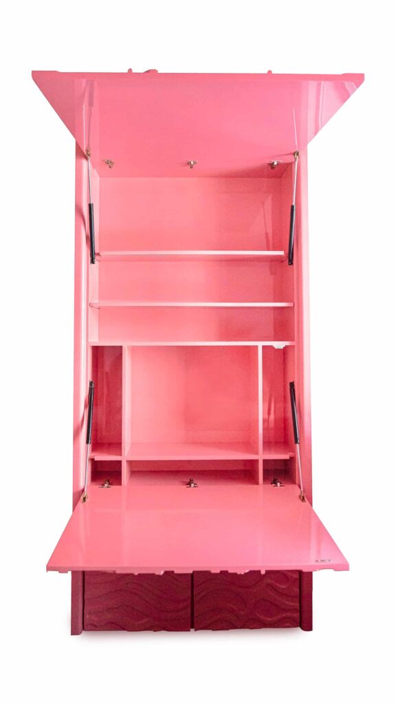 Carved Pink Flamingo Drop Down Space Saver Home Office Desk