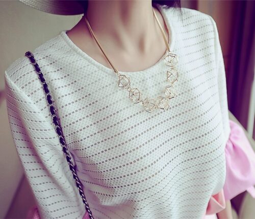 Geometric 3-D Pyramid Necklace With Crystals Inside Geo - Image 6