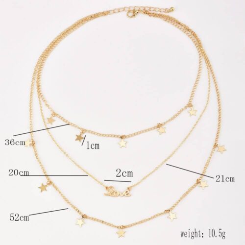 Stunning Stars In Love 3-Strand Layered Stars Love Necklace - Image 3