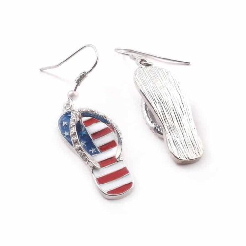 Freedom & Flip Flop American Flag Earrings 4th of July Earrings - Image 2