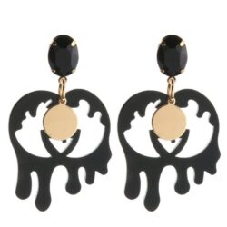 Double "G" #1 Paint Drip Artsy Acrylic Earrings w/ Stone
