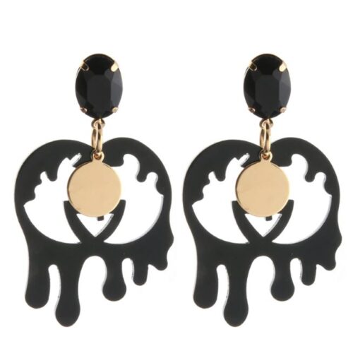 Double "G" #1 Paint Drip Artsy Acrylic Earrings w/ Stone