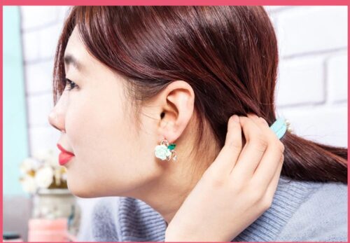 Rose Crystal Flower Earrings - Image 7