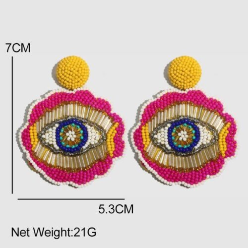 All Eyes On You | Hand Beaded Eye Earrings | Colorful Beaded Earrings - Image 4