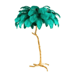 Gold Palm Tree Floor Lamp With Feather Palms