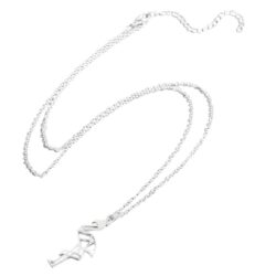 Geometric Flamingo Necklace (Silver)