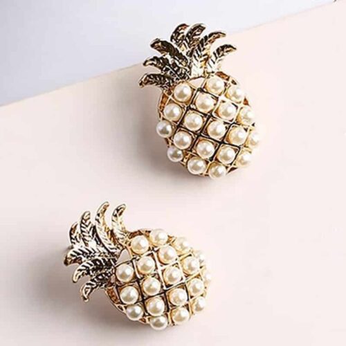 White Pearl Pineapple Earrings - Image 3
