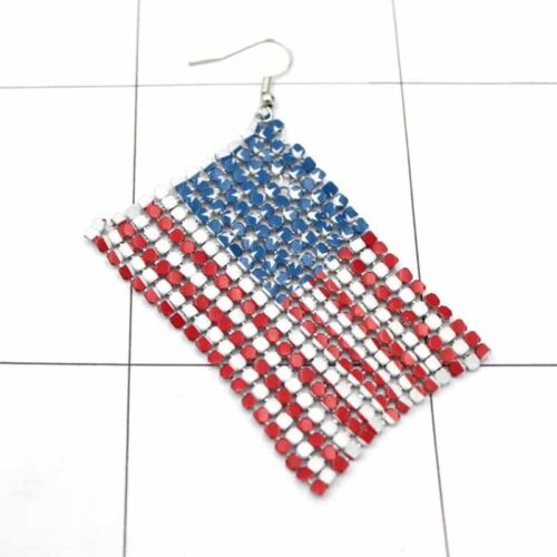 #1 American Flag Earrings | American Flag Mesh Earrings | Red White Blue Earrings - Image 3