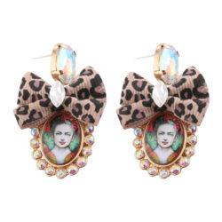 FRIDA KAHLO EARRINGS WITH LEOPARD BOW
