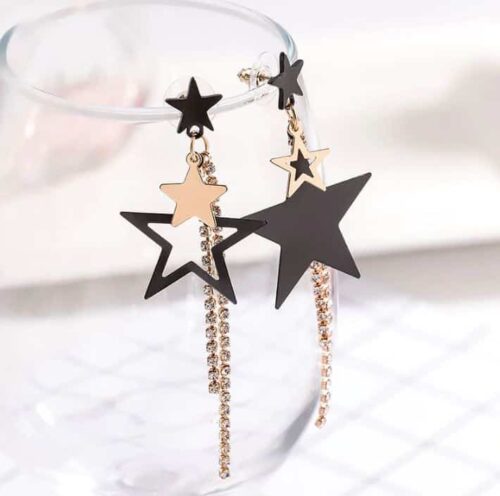 Star Spangled Rockstar Dangle Pentagram Crystal Earrings - Image 4