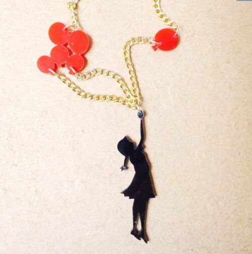 Girl With Balloons Long Pendant Necklace | Banksy Inspired - Image 2
