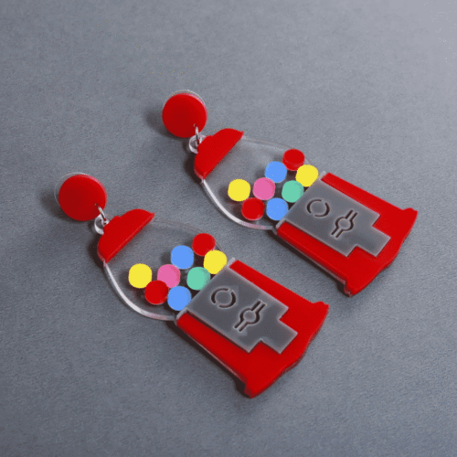 Bubble Gum Machine Acrylic Earrings - Image 5