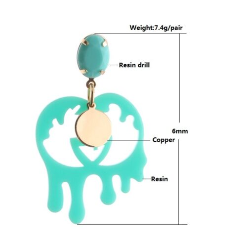Double "G" #1 Paint Drip Artsy Acrylic Earrings w/ Stone - Image 9