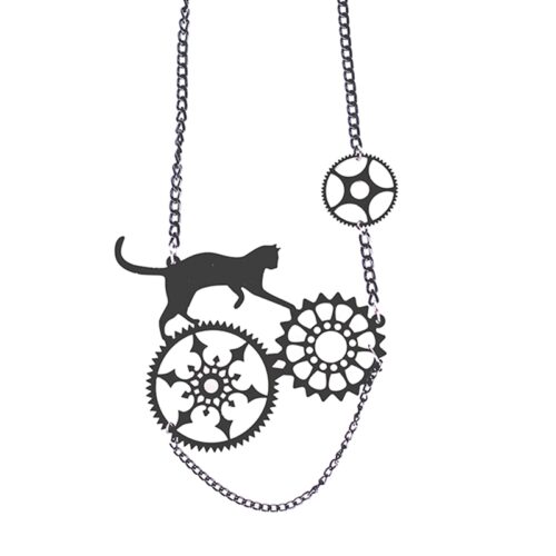 Nine Lives | Funny Cat Necklace, Steampunk Necklace