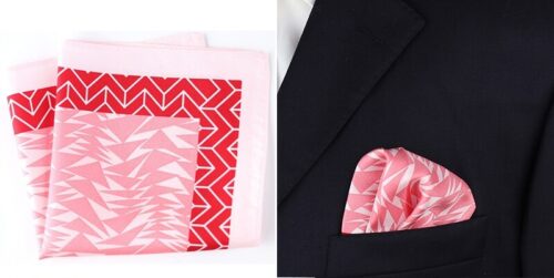 100% Silk Geometrical Pocket Square Handkerchief - Image 3