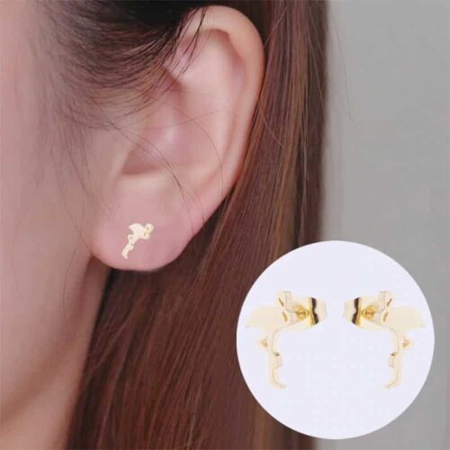 Cute Flamingo  #1 Gold Stud Earrings for Little Girls - Image 5