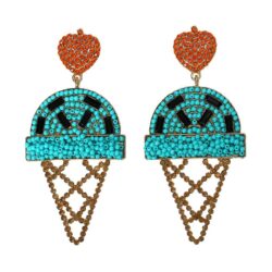 ICE CREAM A DAY BEADED TEAL ICE CREAM CONE EARRINGS