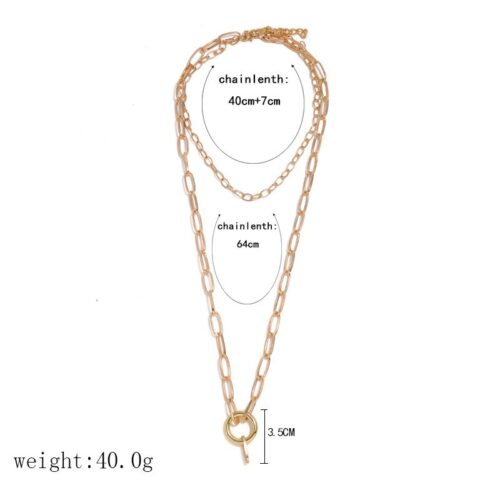 Double Chunky Chain Necklace Choker (Gold) - Image 4