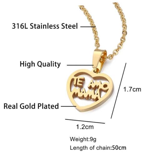Te Amo Mama (I love you Mama) Open Heart Designer Necklace - Image 5