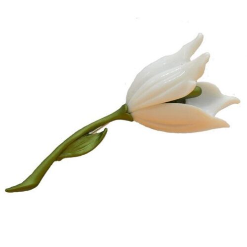 Versailles White Tulip Parisian Iron Brooch Pin - Image 2
