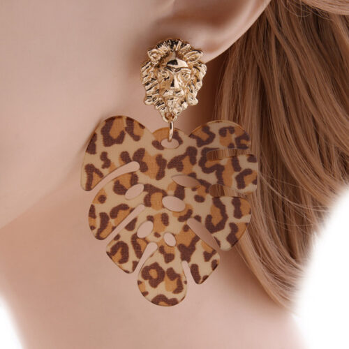 Miami Venetian Vibes Acrylic Palm Leaf Earrings - Image 5