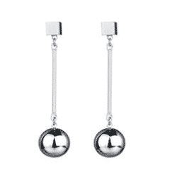 Chrome Sphere Ball & Square Stud Earrings