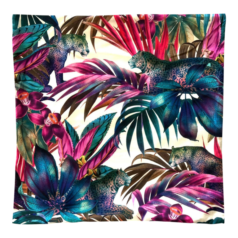 Contemporary Caribbean Paradise Meets African Safari Tropical Leaf Leopard Pillow Cover