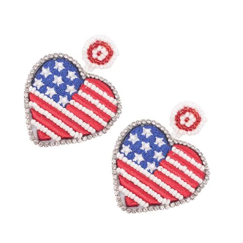 Handmade American Flag Earrings | USA Bead Earrings - Image 5