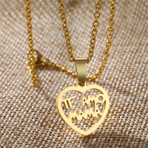 Te Amo Mama (I love you Mama) Open Heart Designer Necklace - Image 4