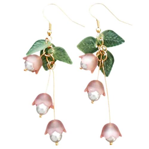 Delicate Glass & Pearl Lily Flower Earring