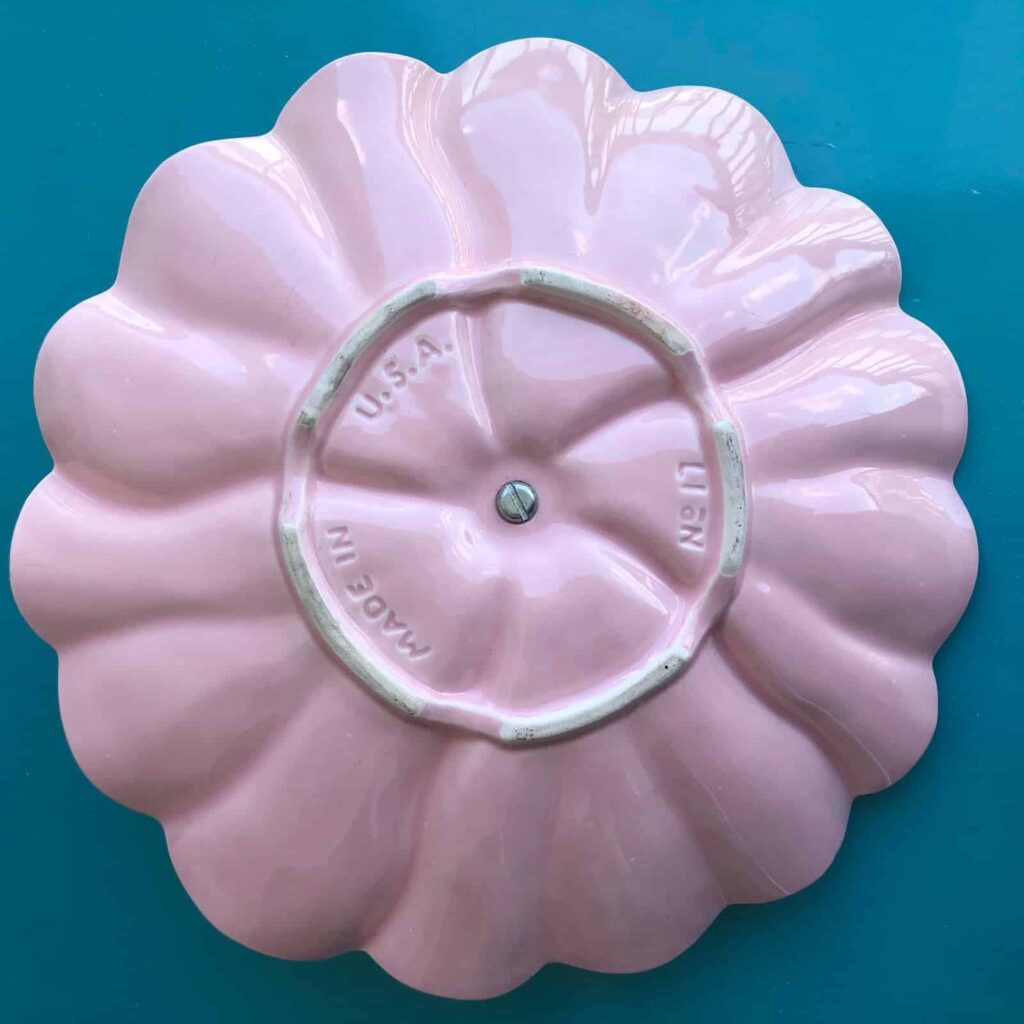 Vintage Pottery Pink Cabbage Tray Serving Dish With Handle