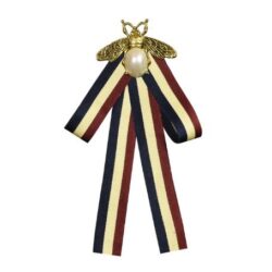Pearl Bee Red, White, Blue Ribbon Brooch, Pin Shirt Neck Tie