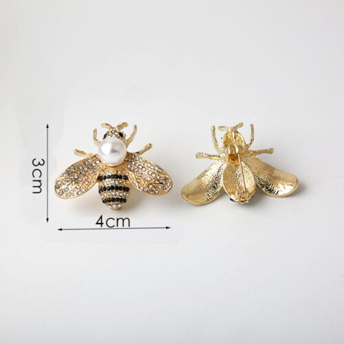 Detailed Pearl & Stripe Bumble Bee Brooch Pin - Image 7