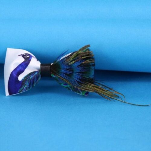 Peacock Tail Feathers Handmade Bow Tie - Image 3