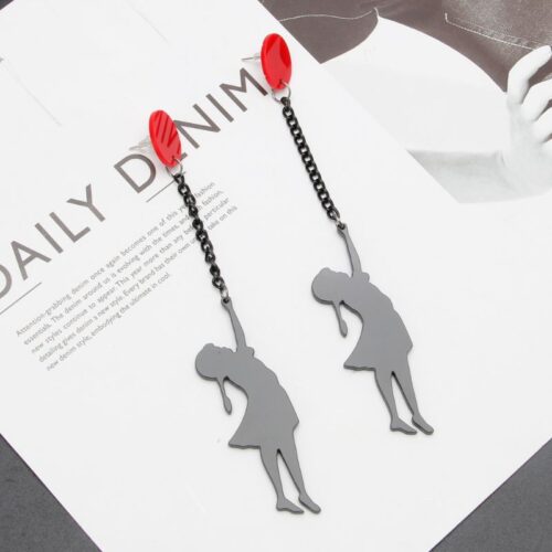Wall Artist, Banksy Inspired Girl With Red Balloon Earrings - Image 2