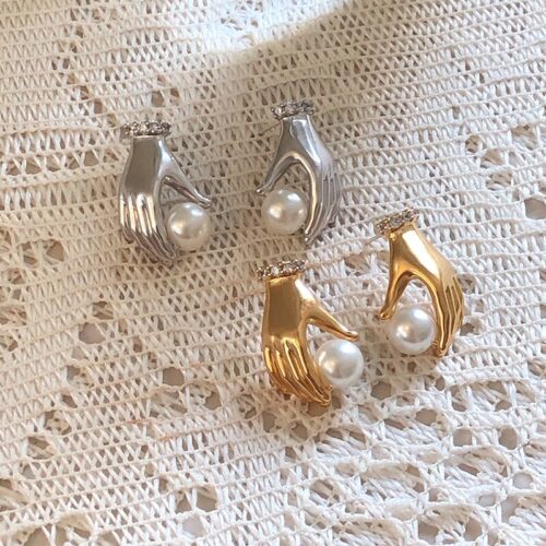 Hands Full | Hand of Pearl Earrings - Image 4