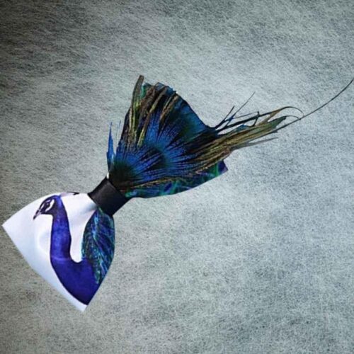 Peacock Tail Feathers Handmade Bow Tie - Image 5