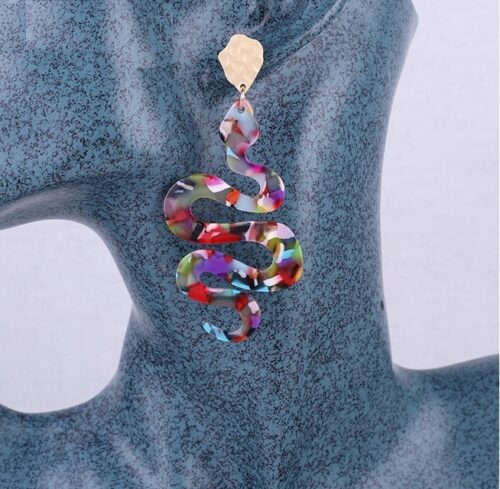 Snake In The Art | Colorful Acrylic Snake Earrings - Image 3