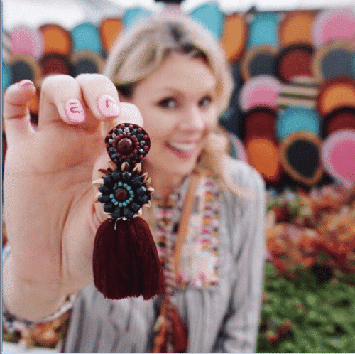 Bohemian Burgundy Bead & Tassel Earrings, Boho Chic Tassel Earrings