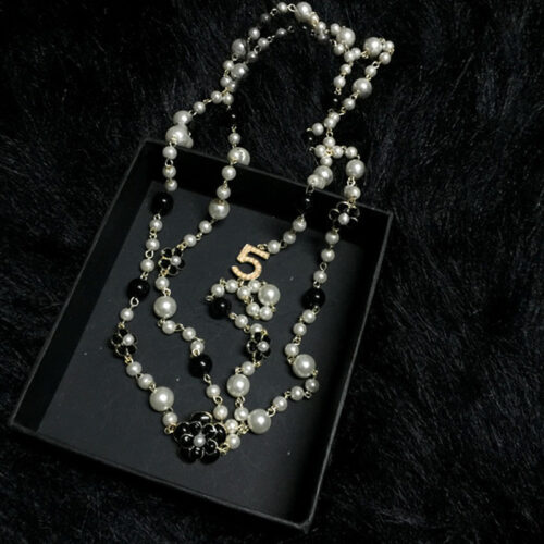 Designer Double Strand No. 5 Camellia Flower Necklace - Image 2